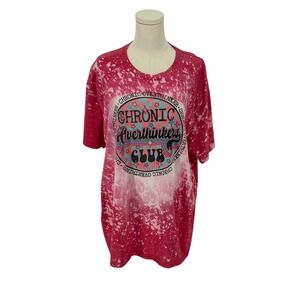 Womens Graphic T Shirt Overthinkers Club Bleached Pink Tee Top